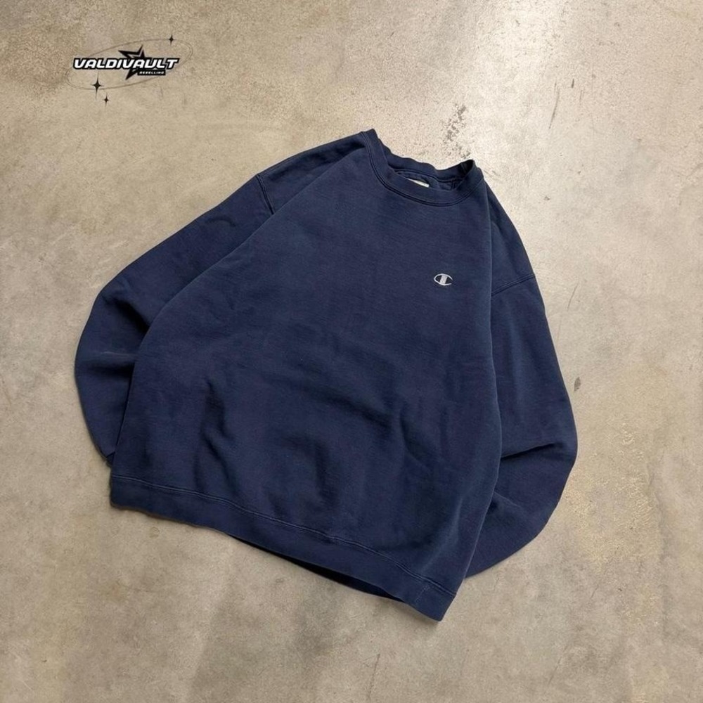 Champion Navy Blue Crewneck Mens Large Pullover Sweatshirt